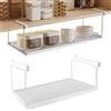 fuxunamz Cestello Sottoripiano Estensibile | Organizer Cucina Dispensa da Appendere Regolabile | in Rete Metallica | Mensole Cucina, Ufficio, Dispensa | da Appendere sotto la Scrivania (Bianco)