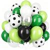 UDRKFOPK Palloncini da calcio per feste di compleanno, 60 palloncini da 12 pollici, con stampa di calcio, palloncini verdi e neri, palloncini in lattice per ragazzi, feste di calcio, anniversari