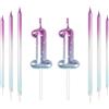 mciskin 11th Compleanno Set Decorazioni Colorate - Candele Numero 11 Con Viola Blu Lunghe Torta Topper per Ragazzi Ragazze Uomini Donne - Festa di Compleanno Anniversario di Nozze