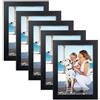 Joyshare Cornice Foto 10x15 cm, Set di 5 (Nero), Cornice MDF con Vetro Acrilico Ultrachiaro, Moderna per Foto e Quadri, Design Sostituibile