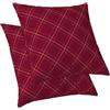 ggaimwf Tartan Fodere Cuscini 40x40cm Cuscini estetici rossi Motivo pastello A scacchi Plaid Lino Copricuscini decorativi Cuscino per divano Stile country Set di 2