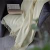 LINEN & COTTON Plaid, Coperta STONEWOLD - Bianco Naturale, 140x200 cm | 100% Lana Merinos, Design a spina di pesce, Adatto per letto e divano, Singolo / Matrimoniale, Classico e Senza Tempo