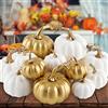 Benjia Zucche Decorative Autunno, Grande Piccolo Esterno Bianche e oro Schiuma di Finte Zucche Artificiali per Halloween Festival del Raccolto Decorazioni Autunnali Halloween 16 Pezzi