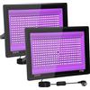 Tkdaksy 2 Pezzi 300W Faretto UV LED, IP66 Impermeabile Luce Nera UV, 395-400nm LED Luce Nera, Lampada uv Con Interruttore per Halloween, Pittura Del Corpo, Poster Fluorescente, Bar, Acquario, Festa Al Neon