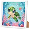 Arttoplus Diamond Painting per bambini e bambine con cornice, tartaruga, Diamond Painting per bambini a partire dai 4 5 6 8 10 anni, set di pittura con diamanti 5D, per regalo e decorazione per la