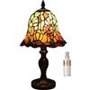 Kinbolas 8 Lampada da tavolo Tiffany-Style Stained Glass Paralumi Vintage Luce da scrivania Piccola lampada da comodino Camera da letto Soggiorno Ufficio Lettura Antico Art Dec(Color:M-6)