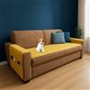 Farè - Runner Copriseduta Divano Impermeabile con Copribraccioli e Tasche Organizer - Copridivano Universale Antimacchia - Ideale per cani, gatti e bambini - Armor Oro