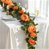 Lewondr Ghirlanda di Eucalipto Artificiale con Fiori - 8 Rose 8 Peonie, 2PCS 4M Ghirlande Fiorite Finte, Rampicanti Fiori Artificiali, Senza Manutenzione per Tavolo, Scaffale, Sala Feste, Arancione