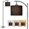 Depuley Lampada da terra moderna per soggiorno, 3 temperature di colore, lampada ad arco, camera da letto, con interruttore a pedale E27, design paralume in tessuto, 156 cm, per studio, camera da