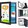 Giftgarden Cornice portafoto per disegni per bambini, formato A4, colore nero, cornice intercambiabile in legno con apertura frontale, cornice artistica per bambini fino a 150 opere d'arte e disegni
