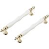 SYDARSYN 2 Pz Maniglia per Porta Ceramica Bianco Mobili Cucina Cassetto Maniglie Vintage Armadio Porta Maniglie Barre Maniglie Zinco Lega Armadio Pomelli 160mm