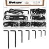 Wokape Kit di 125 viti a L in 7 misure, M2,4, M2,5, M2,8, M3,4, M3,7, M3,8, M4,7, autofilettanti, ad angolo retto, ganci a vite a 7 forme, per casa, posto di lavoro, ufficio (zinco nero)