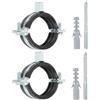 PATIKIL Gancio per tubi ad anello diviso da 4,3 cm - 5,3 cm, 2 pezzi, resistente, regolabile, morsetto per tubo in ferro zincato, montaggio a parete a soffitto, supporto con viti e tubo di espansione,