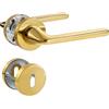 SORWDUERM 2 coppie di maniglie per porte in oro Pvd, acciaio inossidabile opaco, set di maniglie per porte d'ingresso e interne, forma a L, rosetta rotonda, BB - maniglia per letto