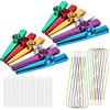 Vegena 12 Pezzi Kazoo in Metallo, Kazoo Strumenti Musicali, con 60 Membrane e 12 Cordone