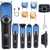 BarberBoss Kit per la toelettatura 5 in 1 da uomo, regolabarba senza fili, tagliacapelli, body groomer, rifinitore e naso, tagliaorecchie con quadrante di precisione, rasoio viso ricaricabile
