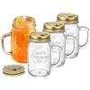 Bormioli Rocco Set 4 Barattoli Cocktail 400 ml con Manico e Coperchio Oro - Bicchieri in Vetro per Drink, Birra, Tè Freddo - Lavabili in Lavastoviglie - Made in Italy