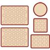 CHARMNAIL Set 5 Pezzi Tappetini in Silicone per Forno, Tappetino per Macaron Antiaderente e Riusabile, Tappetini per Dolci e Pizza Resistenti al Calore (260°C), Facili da Pulire, per Baking