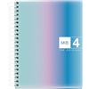 Miquelrius - Quaderno A6 a quadretti 5 mm, 120 fogli microperforati a 4 colori, carta opaca da 70 g/m², copertina in cartone extra rigido, spirale, senza fori, Santorini