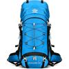 YFREAL Zaino da viaggio da 60 l, per escursionismo, campeggio, con copertura antipioggia, impermeabile, zaino da arrampicata per uomo e donna, Blu scuro, Large, Per esterni