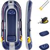 Bestway Set Canotto Trax X3, Misura Gonfio Cm. 307X126, 3 Adulti e 1 Bambino, Max 270 Kg. Include: Pompa e Remi da Cm. 124, Multicolore, Taglia unica