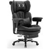 Efomao Sedia ufficio in pelle PU con ricamo X, grande e alta, schienale alto regolabile, sedia da gioco computer, girevole executive 200 kg, poggiapiedi e supporto lombare