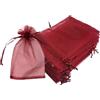 CRSUSUKJ 100 Pezzi Sacchetti in Organza 9 x 12 cm Multicolore con Coulisse, Borse Regalo per Matrimonio, Compleanno, Natale, Caramelle (Rosso Vinaccia)