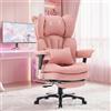 Efomao Sedia Ufficio Big and Tall, Pelle PU, Schienale Alto Regolabile, Sedia Gaming con Poggiapiedi e Supporto Lombare, Girevole 200kg (3070EU-PINK)