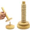 TMZELOA portafilo Lana in bambù Legno - Supporto Lana Uncinetto Rotante con Cuscinetto, Porta gomitolo Lana Stabile, Supporto Bobina Filo Cucito Maglia - Accessorio Artigianale Regalo Portatile