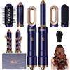 UKLISS 6 in 1 Airstyler, Spazzola Asciugacapelli & Hairstyler Set con Arricciacapelli Automatico, Phon per Capelli, Thermal Brush, Spazzola Lisciante per Capelli, Regali per Donne Styling - Blu