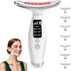 LURICO Massaggiatore Viso Lifting Elettrico Antirughe, Impacco Caldo a Face Massager con 3 Modi 7 LED, 45 ℃ Terapia Della Luce Massaggiatore Viso EMS lifting del Collo Rassodante per Tonificare il Viso