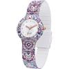 HIP HOP Orologio Solo Tempo Mandala, Orologio Donna Bianco con Stampa Mandala Blu e Fucsia e Cinturino in Silicone Morbido Resistente all'Acqua HWU1041