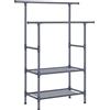 SONGMICS Stand Appendiabiti, Appendiabiti da Terra in Metallo con 2 Barre, 2 Ripiani Portaoggetti, Max Portata 70 kg, Montaggio Facile, Grigio RDR002G02