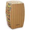 World Rhythm CAJ3-DK Tamburo Cajon con Superfice Rifinita in Stile Zebrano, Design Tribale Giallo e Arancione