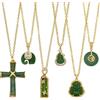 OLYCRAFT 6pz Collana con Ciondolo A Forma di Croce In Giada Verde Collana con Ciondolo A Forma di Buddha Portafortuna Set di Collane In Ottone con Buddha Che Ride per Donne e Uomini Gioielli Presenti