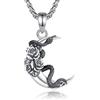 AEONSLOVE Collana Serpente Donna Ciondolo Serpente e Luna Argento 925 Collana Snake Gotica Gioielli Wicca da Strega