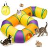 YAMI Tunnel per gatti da interno a forma di 6, casetta tunnel per gatti pieghevole tubo con pompon pendenti e foro interattivo per gattini, cuccioli, conigli, furetti e porcellini d'India