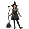 Spooktacular Creations Costume da strega per bambini, Costume da strega nero scintillante per ragazza, Abito da strega con collant con cappello di scopa per bambine Halloween(Small (5-7 anni))