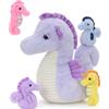 MorisMos Grande Cavalluccio marino Teddy Giocattolo Morbido, Mamma Da 35 Cm Con 4 Cuddly Bambino All'Interno, Animale In Peluche In Peluche, Kawaii Regali Per Bambini Deco Festa Di Compleanno