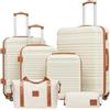 COOLIFE Set di Valigie Rigida 6 Pezzi, Set Valigie con Borsone da Viaggio Espandibile Palestra e Borsa da Toilette, Valigia con 4 Rotelle Girevoli360°e TSA Serratura