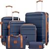 COOLIFE Set di Valigie Rigida 6 Pezzi, Set Valigie con Borsone da Viaggio Espandibile Palestra e Borsa da Toilette, Valigia con 4 Rotelle Girevoli360°e TSA Serratura