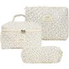 GSenhui Set di 3 trousse per il trucco, borsa per il trucco, borsa per la coquette con fiori, borsa da donna, set di 3 pezzi, borsa di bellezza, grande borsa da viaggio, M2., Valigetta cosmetica