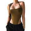 BKEPDY Body Donna senza Maniche Halter Bodysuit Monospalla Catena Decorativa Modellante Contenitivo Outfit Estivi Elegante Bodysuit