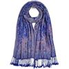 QIUTIMIY Scialle in pashmina con motivo paisley donna, reversibile, vintage, jacquard, con frange, per serate e matrimoni（Fiore 2-Nero）