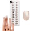 DOONAILS Press On Nails Set da 30 pezzi Champagne Cateye forma quadrata glitter - Unghie da incollare Full Cover in qualità da salone - Finte nails Soft Gel Extra Short - Naturale e piacevole da