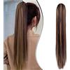 Dcbaboo Coda di Cavallo Extension Capelli Lisci Coda Capelli Extension con Pinza 55cm Posticci per Capelli Dritti Coda Finta per Capelli Sintetici Lunghi Ponytail Naturale, Castano & biondo scuro
