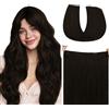 hotbanana Extension Capelli Veri con Filo Invisibile, 45cm 95g Marrone Scuro Capelli Umani Remy Lisci, Invisible Wire Hair Extensions, Extension in Capelli Veri Invisibles