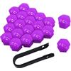 QitinDasen 20 Pezzi 17 mm Auto Ruote Copridado, Tappo Dado Bullone Ruota, Tappo a Vite Mozzo Ruote Auto Universale, Coperchio Dado Pneumatico Esagonali con Strumento di Rimozione (Viola)