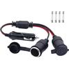 LANMINGLEL Dual Cigarette Lighter Plug Splitter 12V/24V 1 a 2 Adattatore splitter accendisigari per auto 2 vie Accendisigari maschio a femmina con cavo di estensione da 20A per pompa pneumatica, aria