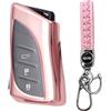 MEDZUK Custodia per Chiave Compatibile con Lexus UX 250h 2019-2024 2025 Cover Chiave Auto, Guscio Chiave TPU con Portachiavi Accessori Protezione (Rosa)